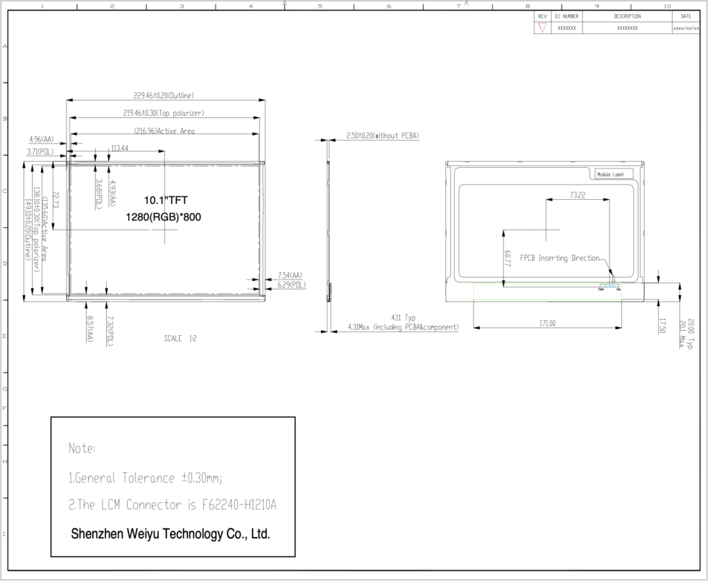 10.1 lvds drawing