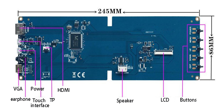 10.1 inch hdmi display pcb size