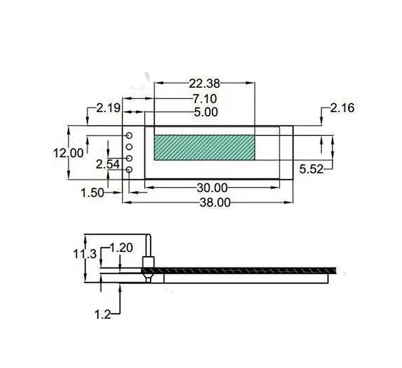 0.91 oled technical drewing